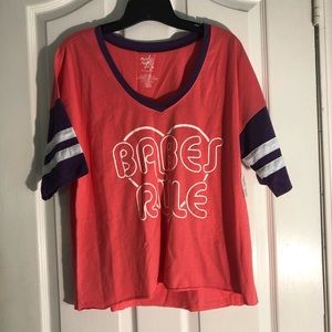 Made Right NWT orange,purple &white top large